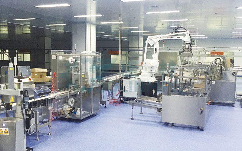 Automatic unmanned packaging production line
